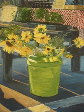 Sunflowers and Vegetables
oil on panel
12” x 16”